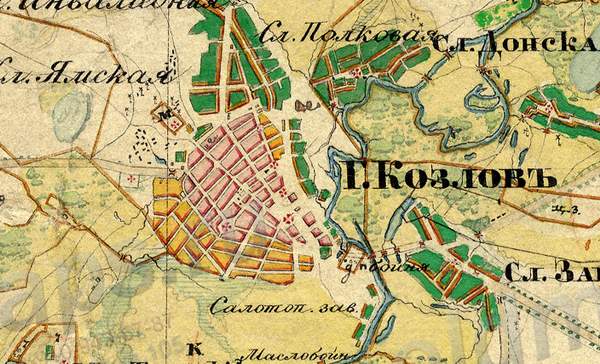 Старинная карта окрестностей Козлова